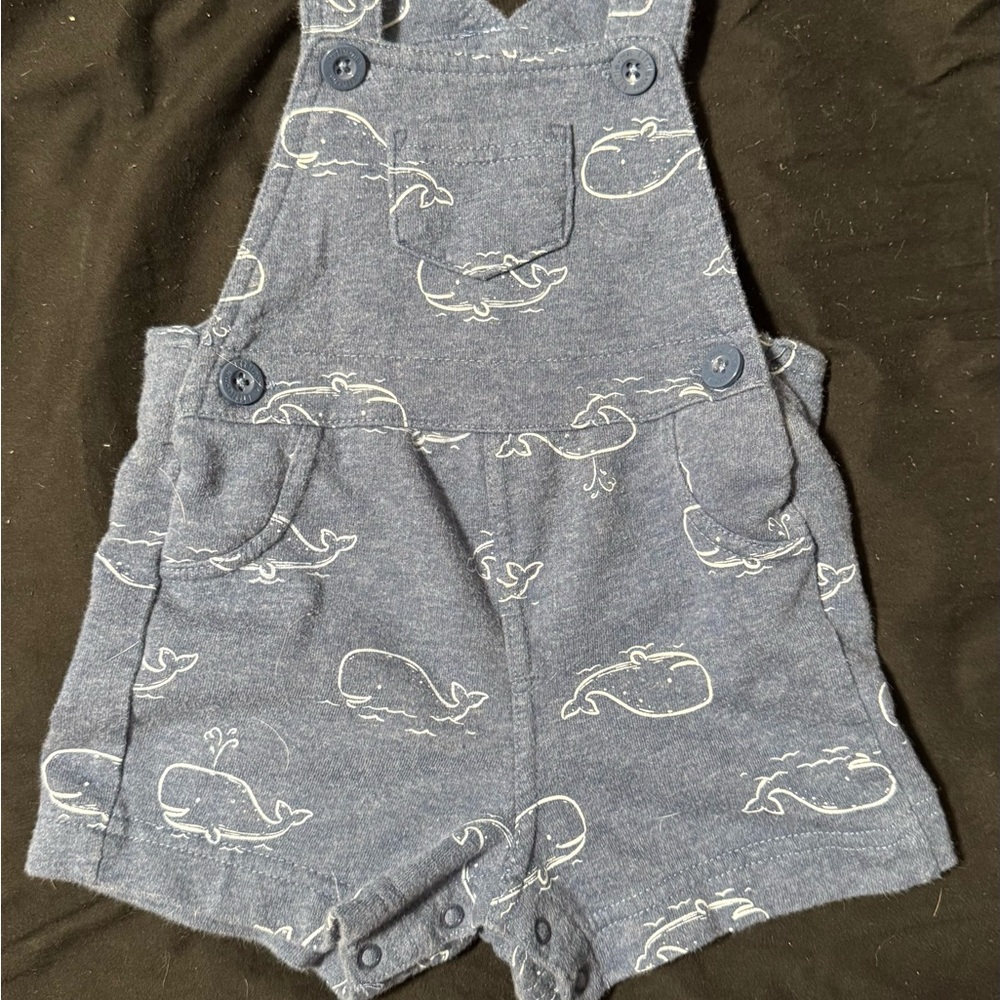 Whale Print Kids Overalls